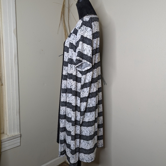 Perception Black And White Striped Cardigan Dress 1X - Picture 1 of 2